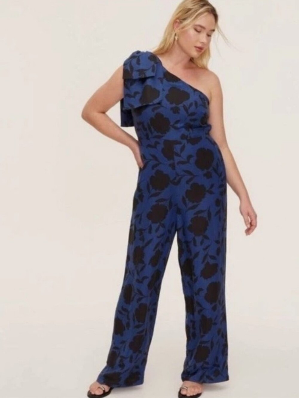 Kate spade x TARGET size 14 One-Shoulder BLUE & Black Floral Jumpsuit. NEW
